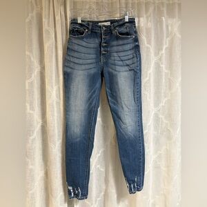 KanCan™ High Rise Medium Destructed Hem Skinny Jean Size 28